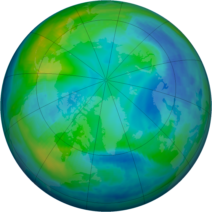 Arctic ozone map for 11 November 1997